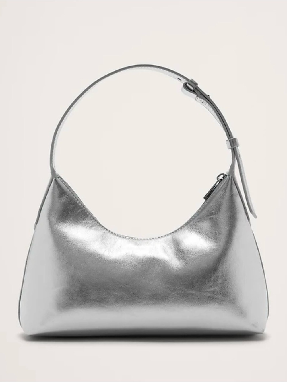 METALLIC LEATHER CRESCENT SHOULDER BAG
